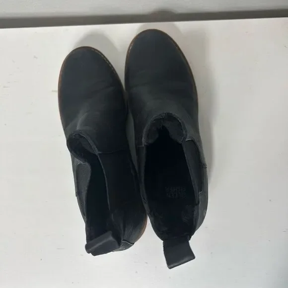 Eileen fisher washed leather wedge Chelsea booties size 8 - Picture 5 of 9